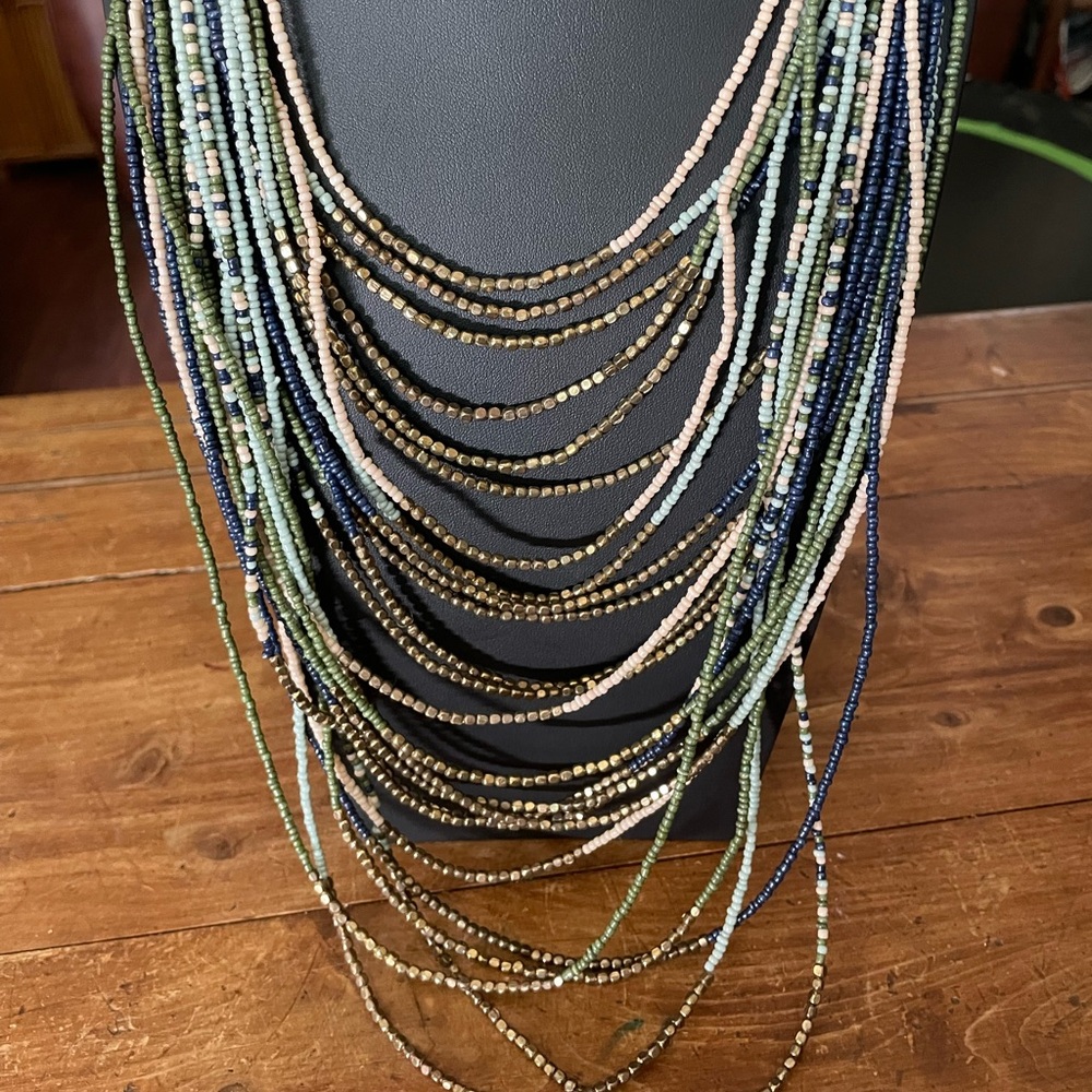 Gorgeous 24 Strand Beaded Statement Necklace